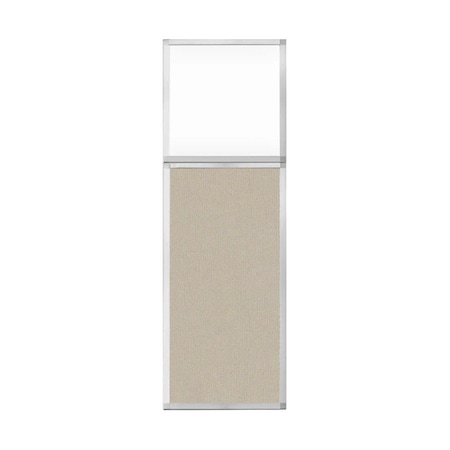 Versare Hush Panel Configurable Cubicle Partition 2' x 6' W/ Window Sand Fabric Clear Window 1852218-2